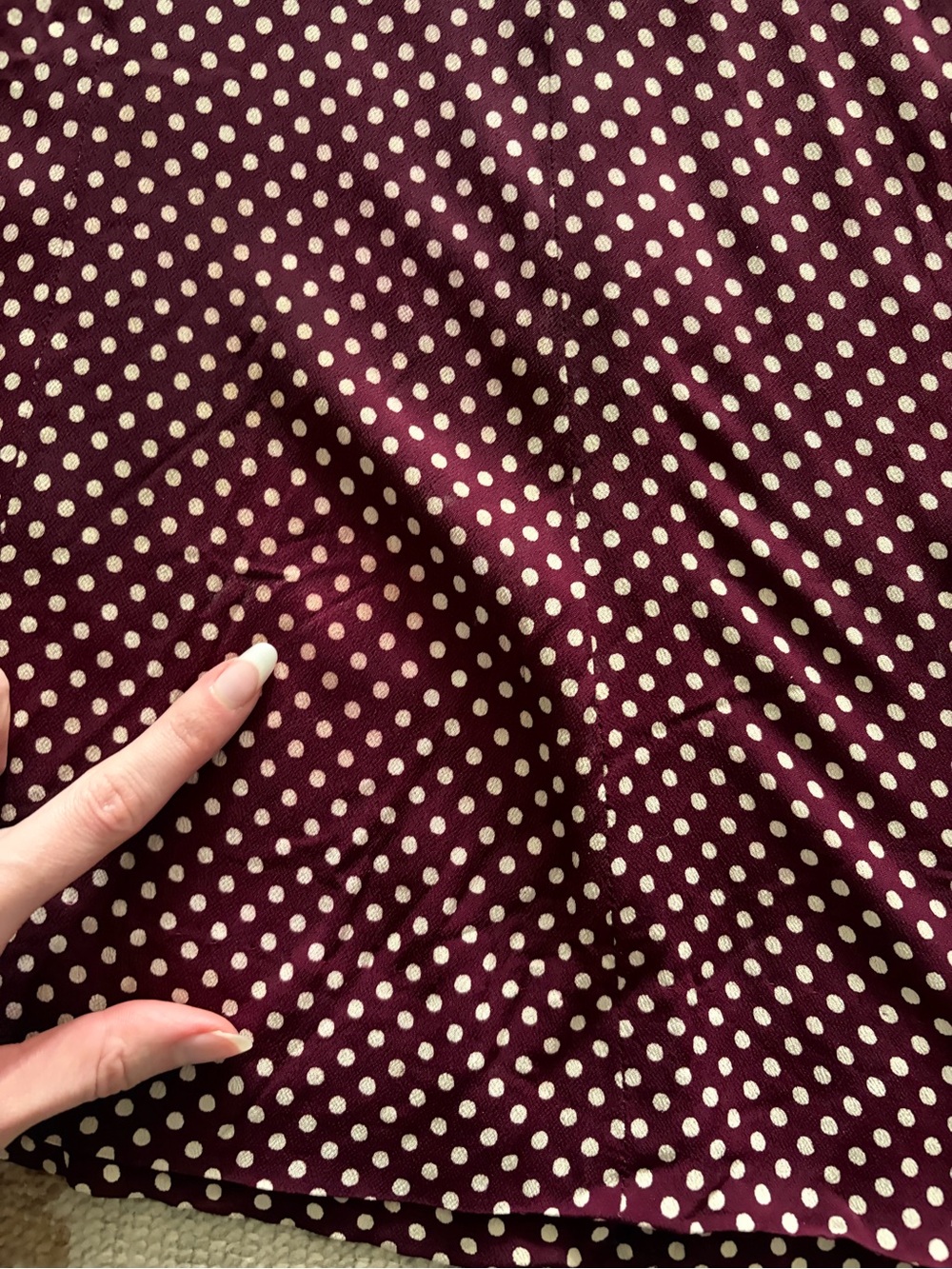 1940s Vintage Polka Dot Sailor Collar Midi Dress in Burgundy and White - Picture 5 of 7